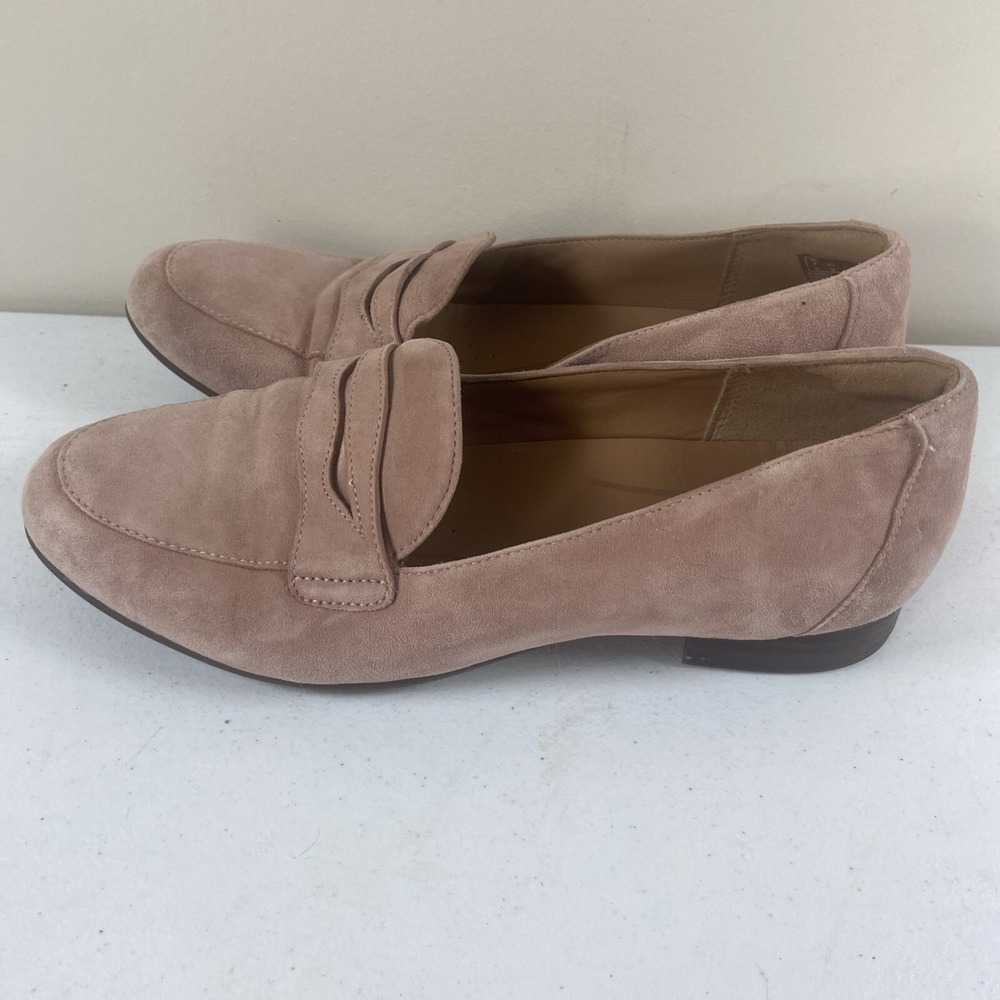 Clarks Unstructured Suede Loafers Womens Size‎ 9.5 Pink/Blush Preppy